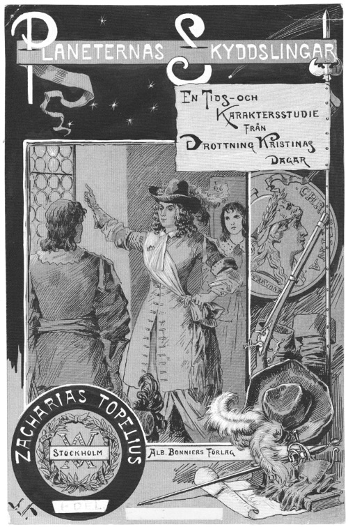 Omslaget till ett häftat exemplar av Planeternas skyddslingar (1889).