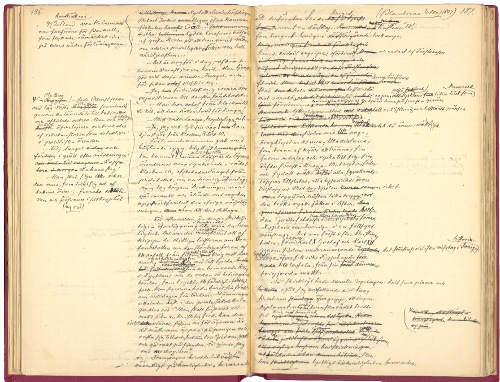 Ett uppslag i det bevarade manuskriptet från 1887–1888.